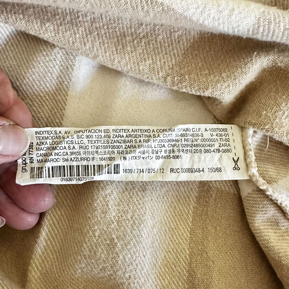 Zara Plaid 100% Cotton SHACKET Jacket Size Youth KIDS 11-12 Beige/Ivory Plaid - Picture 12 of 13